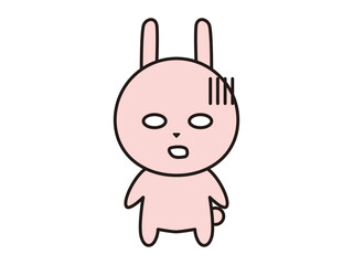 ショックを受けるうさぎのキャラクター