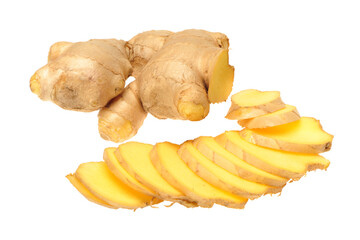 Fototapeta na wymiar fresh ginger on a white background