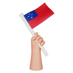 3D hand holding a flag of Samoa