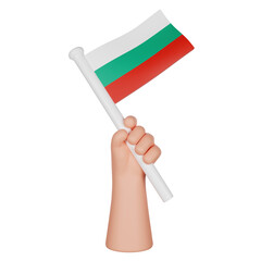 3D hand holding a flag of Bulgaria