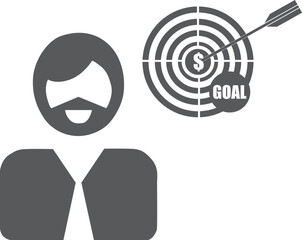 Business process icon, financial goal symbol vector