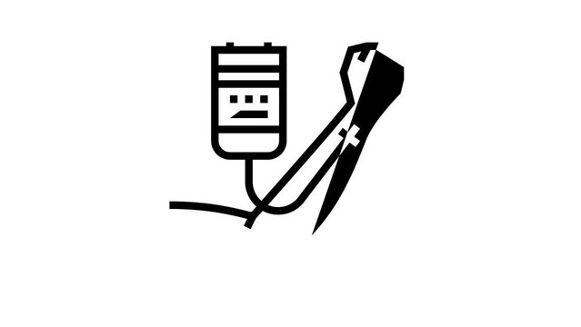 transfusions of red blood cells line icon animation
