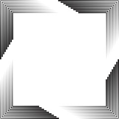 Rectangle Logo with lines.Square unusual icon Design .frame with Vector stripes .