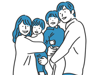 笑顔の4人の家族・親子のイラスト