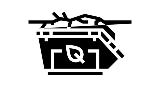 green waste removal line icon animation