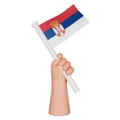 3D hand holding a flag of Serbia