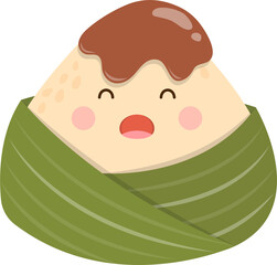 Chinese Dragon Boat Festival traditional food: Zongzi, glutinous rice food, Zongzi cartoon characters and mascot expressions