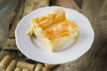 Cheese puff pie from unleavened dough. Georgian cuisine - khachapuri Achma
