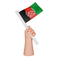 3D hand holding a flag of Afghanistan