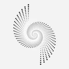 Halftone swirl circular design element. Fabric design element. Halftone circle dots texture. Vector design element for various purposes.