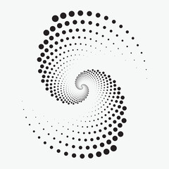 Circle halftone spiral background. dots abstract concentric circle. spiral, swirl, twirl element. Circular and radial dots helix. Segmented circle with rotation.	