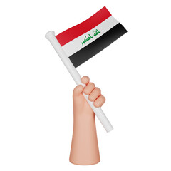 3D hand holding a flag of Iraq