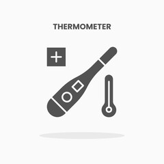 Thermometer icon vector illustration glyph style. Great used for web, app, digital product, presentation, UI and many more.