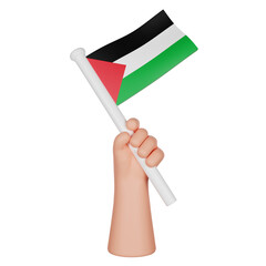 3D hand holding a flag of Palestine