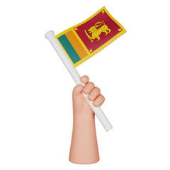 3D hand holding a flag of Sri Lanka