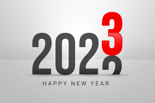 2023 Happy New Year Abstract Background in minimalist style with light colors. Modern new year wallpaper design backdrop