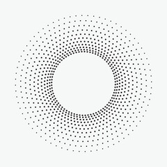 Abstract spiral circle background. Abstract concentric circular pattern with halftones. Spiral halftone design element for various purposes.