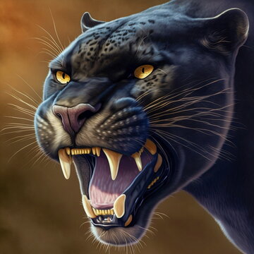 Beautiful panther portrait. AI generated photorealistic illustration. Not based on original images, characters or people