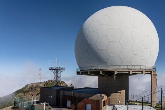 radar dome at Miradouro de Areeiro peak, Madeira