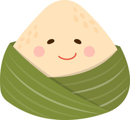 Chinese Dragon Boat Festival traditional food: Zongzi, glutinous rice food, Zongzi cartoon characters and mascot expressions