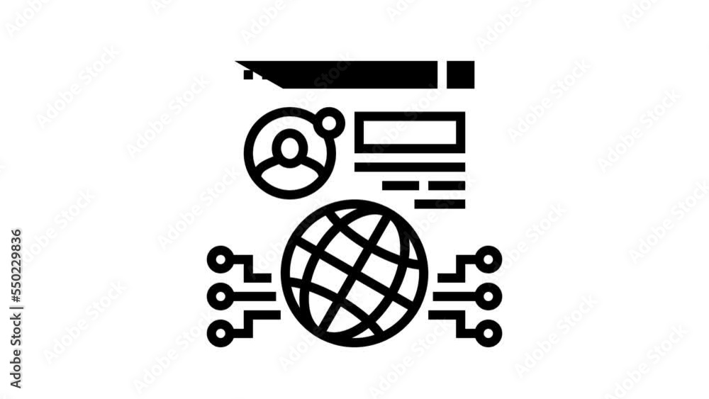 Poster global networking line icon animation