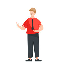 A flat illustration of talking person 