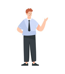 A flat illustration of talking person 