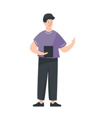 An editable flat illustration of online working 