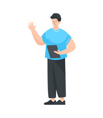 An editable flat illustration of online working 
