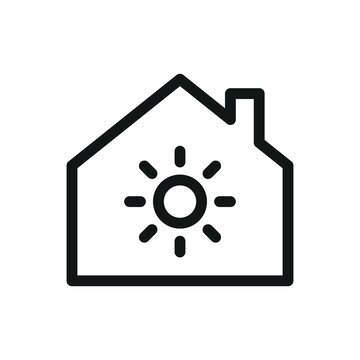 Solar powered house isolated icon, solar power system for smart home vector icon with editable stroke