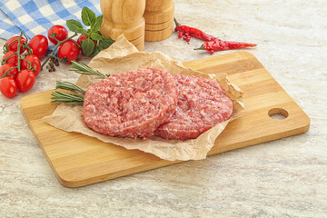 Raw pork cutlet for burger