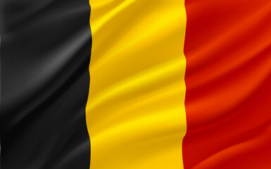 Fototapeta premium Waving flag of Belgia. 3d vector banner 