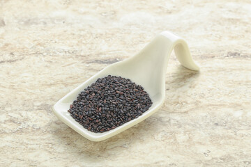 Black sesame seeds in the bowl