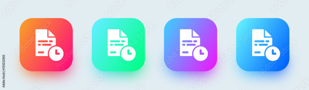 Poster temporary file solid icon in square gradient colors. archive signs vector illustration.