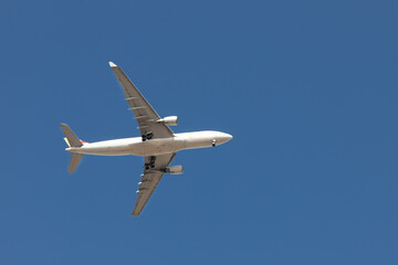 Flying airplanes in the blue sky