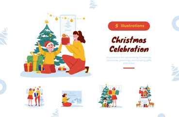 Fototapeta premium Christmas celebration illustration bundle pack