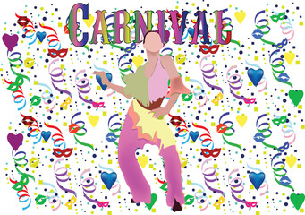 Brazilian Carnival with Ballerina and Confetti-