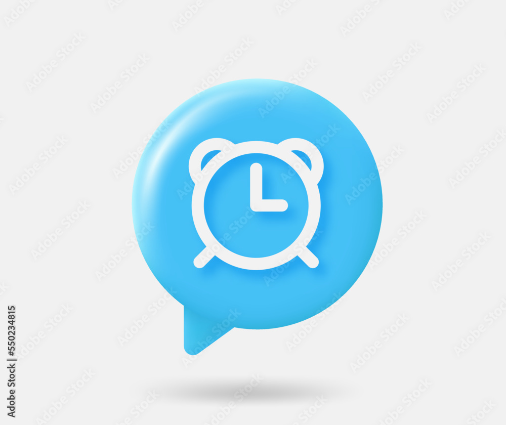 Aufkleber speech cloud with alarm clock sign. best choice concept. 3d vector isolated illustration