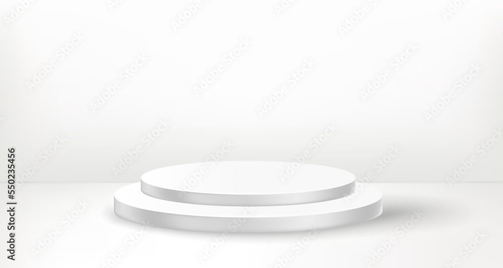 Aufkleber white empty stage with round showcase. 3d vector illustration