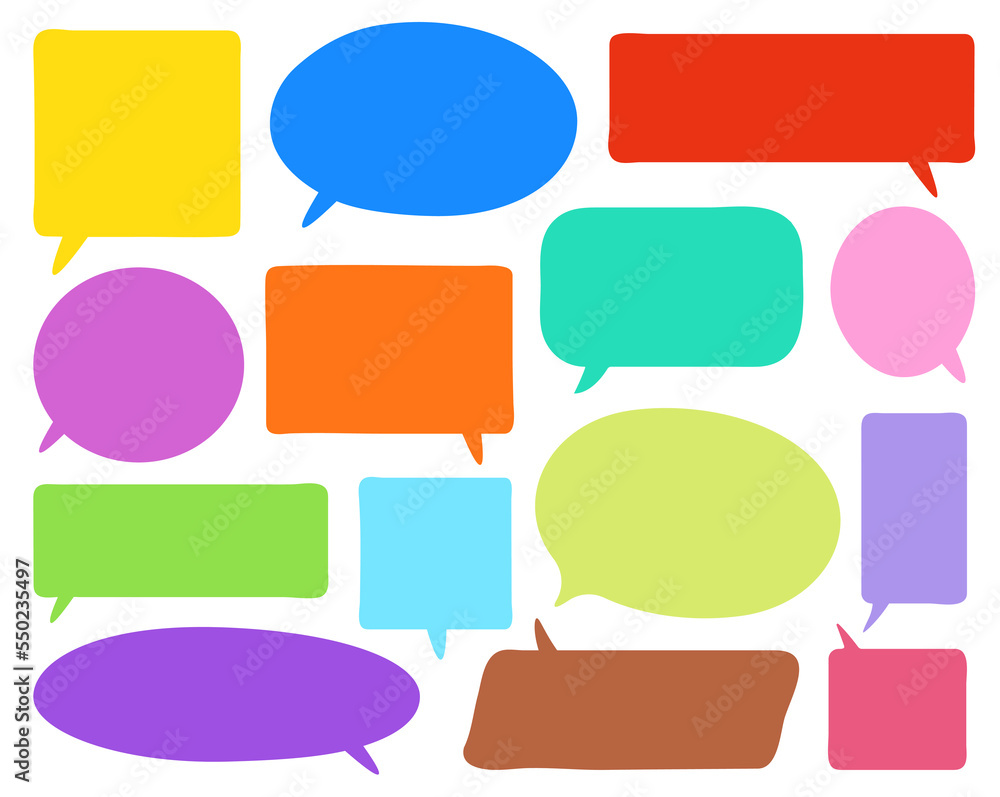 Fototapete speech bubble set. doodle conversation clouds. colorful dialogue chat bubbles.