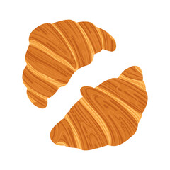 Vector illustration of a pair of ruddy crispy french croissants, fresh appetizing pastries