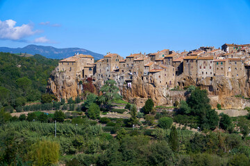 View of little medieval town Pitigliano, Tuscany, Italy