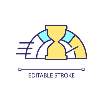 Measure time RGB color icon. Breakneck speed. Deadline alert. Limit is running out. Improve quickness. Isolated vector illustration. Simple filled line drawing. Editable stroke. Arial font used