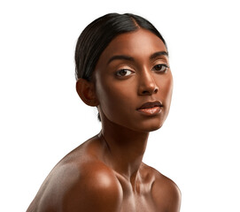 Portrait of a beautiful young woman posing against an isolated transparent png background. - obrazy, fototapety, plakaty