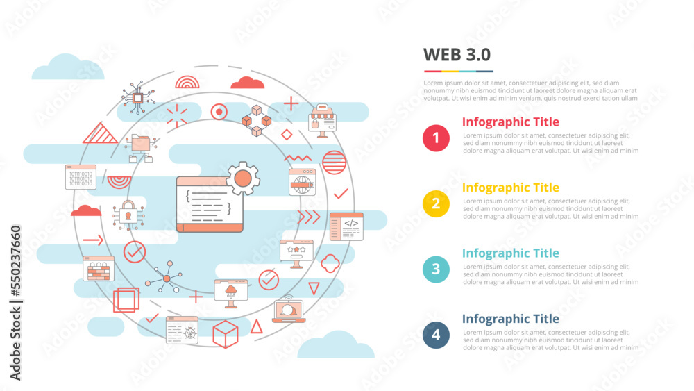 Poster web 3.0 concept for infographic template banner with four point list information