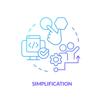 Simplification blue gradient concept icon. User experience. Picking release management instrumentation factor abstract idea thin line illustration. Isolated outline drawing. Myriad Pro-Bold font used