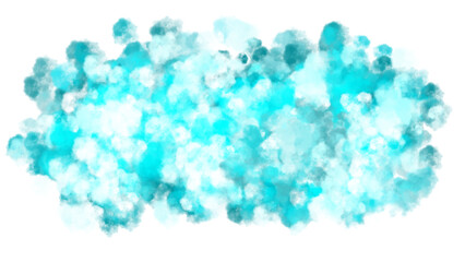 Blue turquoise watercolor backgrounds and textures with colorful abstract art creations. Glowing smoke or cloud texture. PNG transparent available.