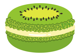 Green kiwi macaron isolated on white