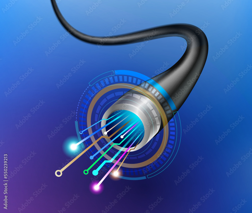 Poster high speed communication technology used in computer business internet system and fiber optic networ