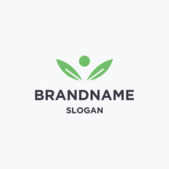 People leaf logo icon flat design template 